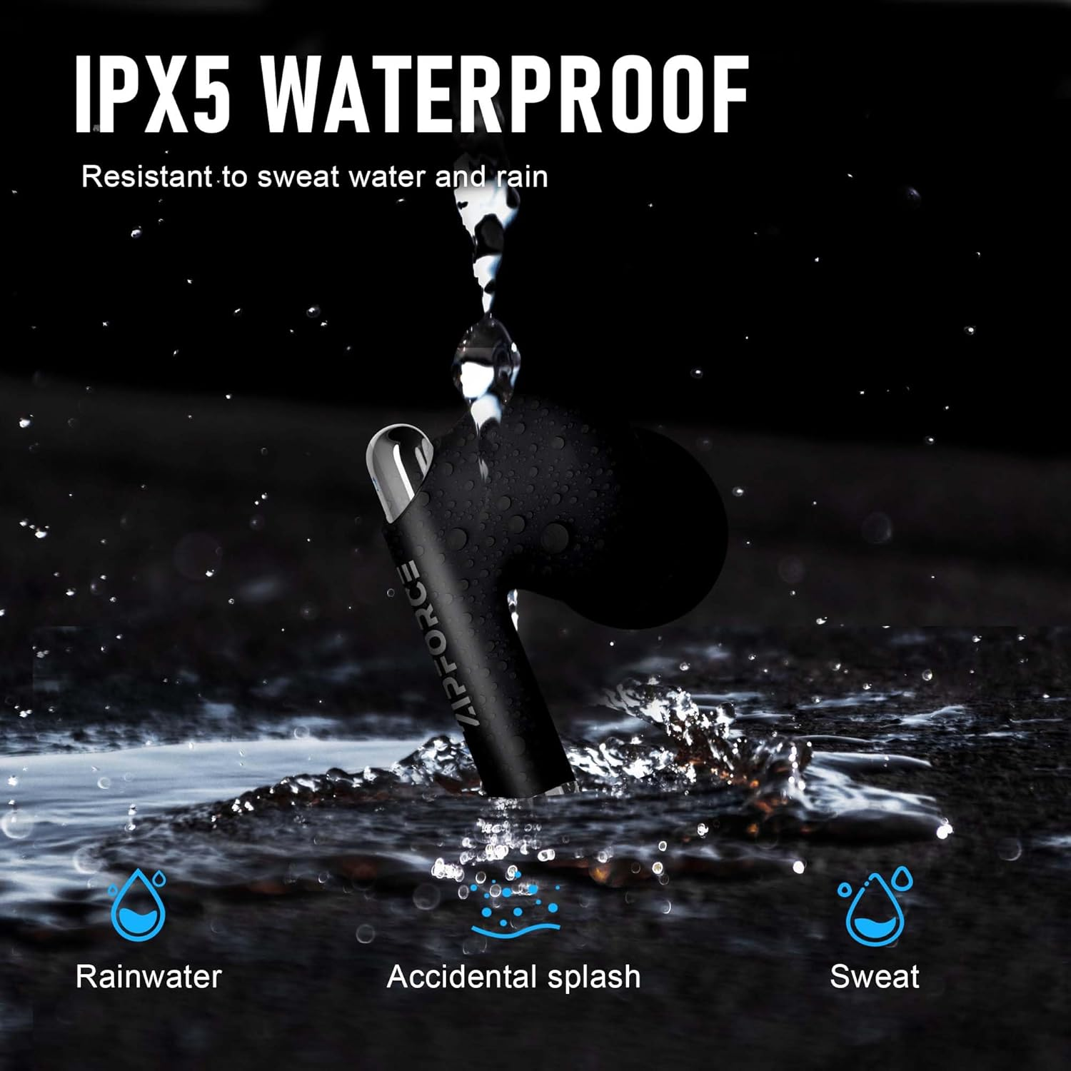 ZIPFORCE True Wireless Earbuds, Fully In-Ear Bluetooth 5.3 Headphones 4-Mics ENC Clear Call, Bluetooth Earbuds Touch Control 40 Playtime, IPX5 Waterproof TWS, Light-Weight Earphones - Black image number 2