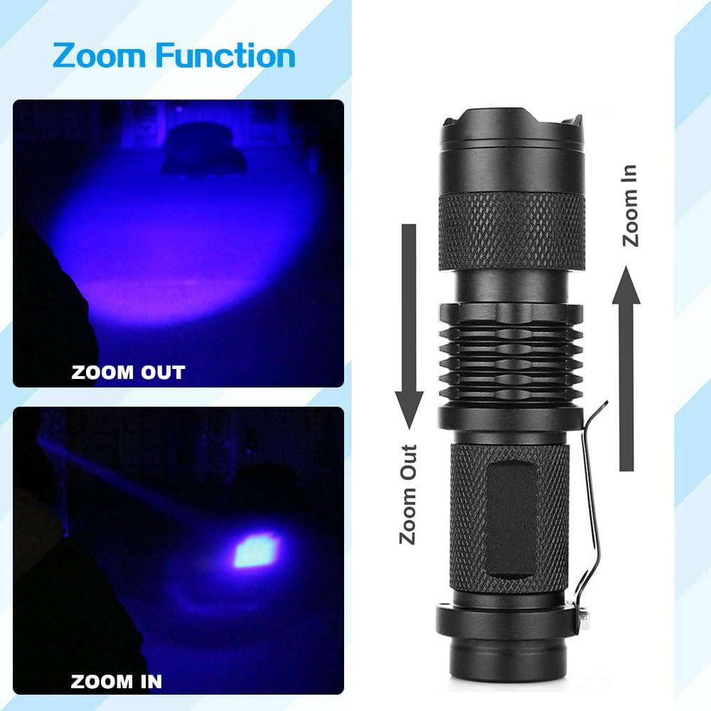 6 Pack Mini Blue LED Flashlight - Zoomable, Single Mode Blue Light Torch for Night Fishing and Outdoor Activities image number 5