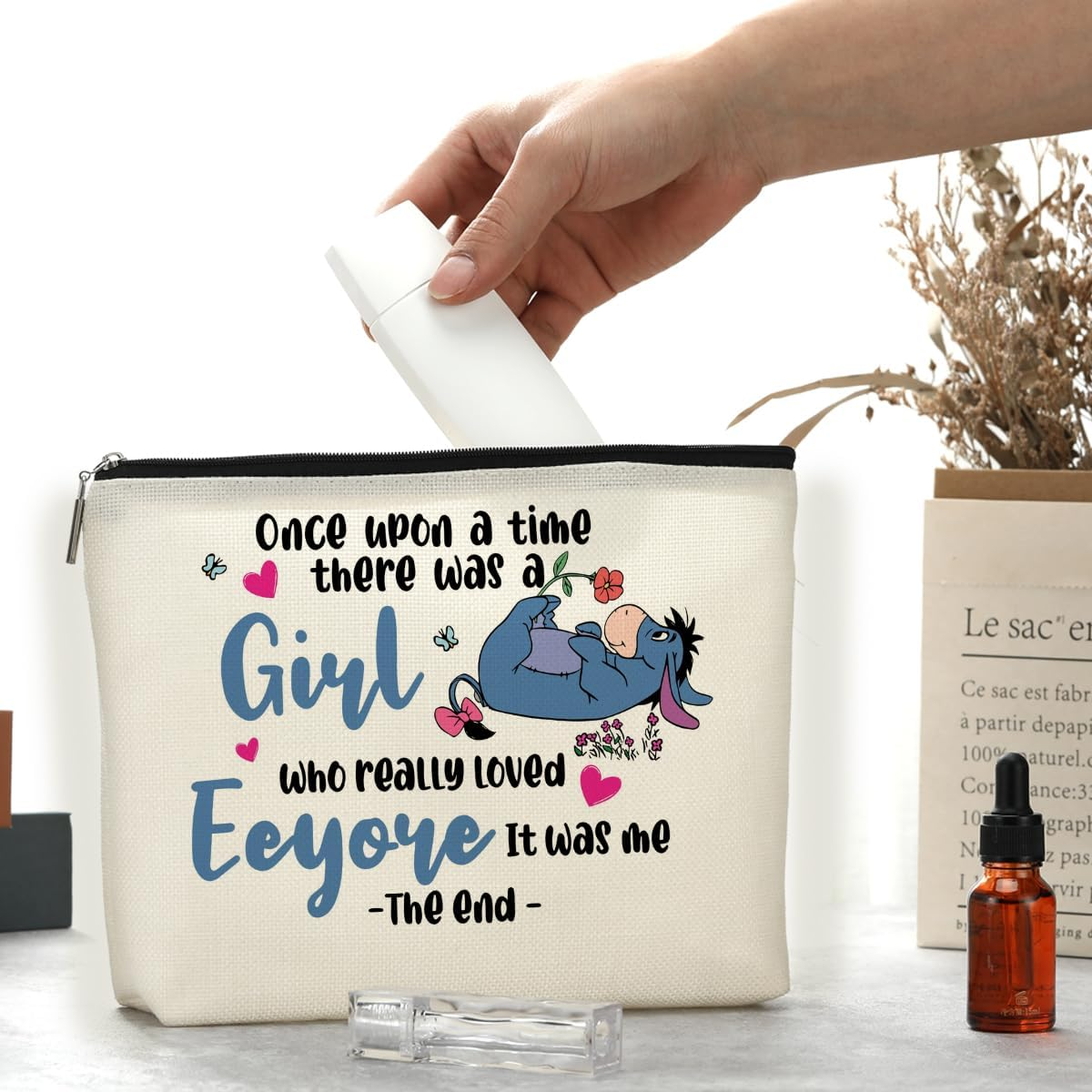 Decohim Cartoon Donkey Makeup Bag, Cosmetic Bag, Trip Toiletry Bag, Funny Cartoon Character Lover, Birthday Graduation Gifts for Women, Movie Fans, Sister, Female, 10X7 Inches, Polychrome235 image number 4