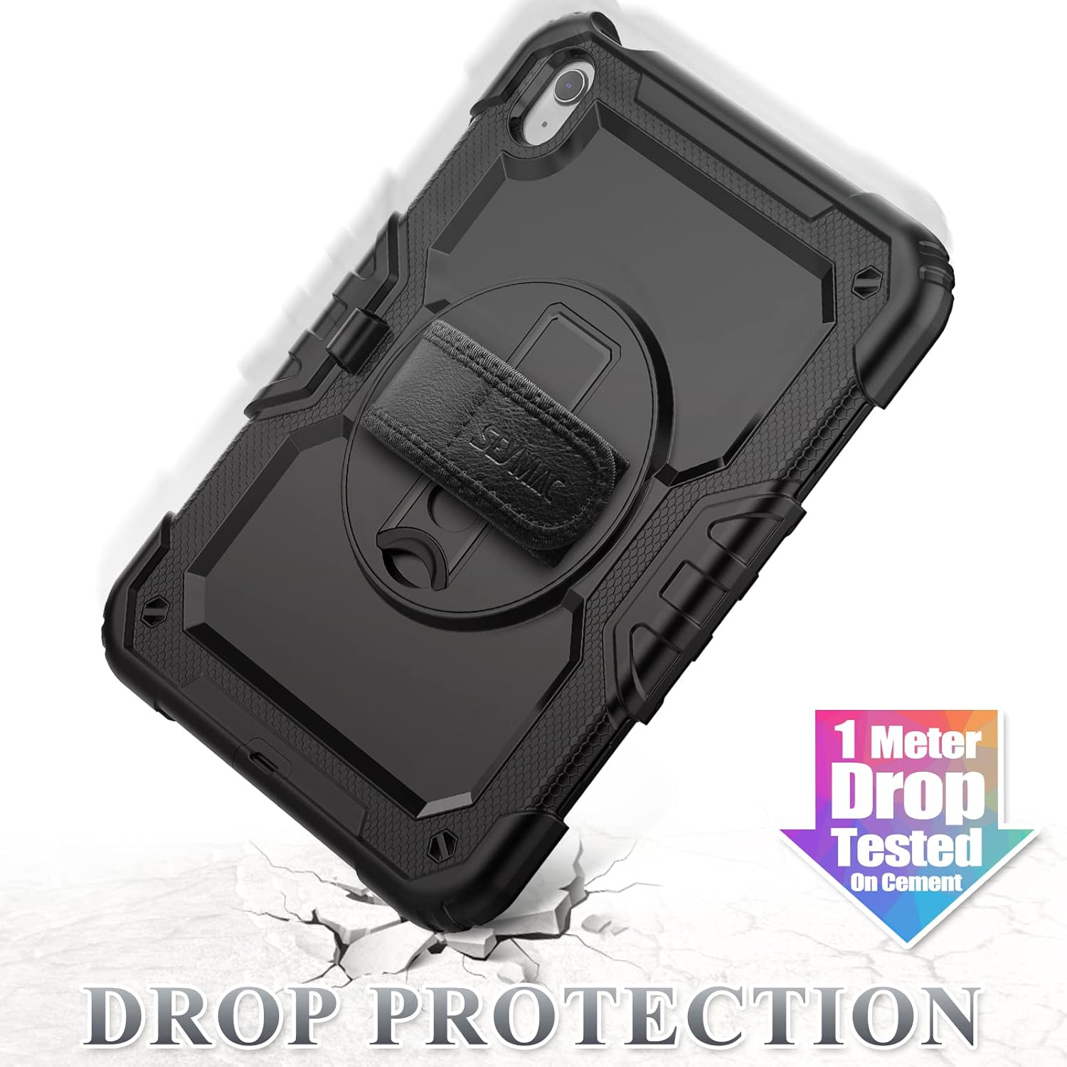 SEYMAC Stock Case for Ipad 11Th(A16) Generation 11" 2025/10Th Generation 10.9'' 2022, Shockproof Case with Screen Protector, 360&deg; Rotate Hand Strap/Stand, Black image number 4