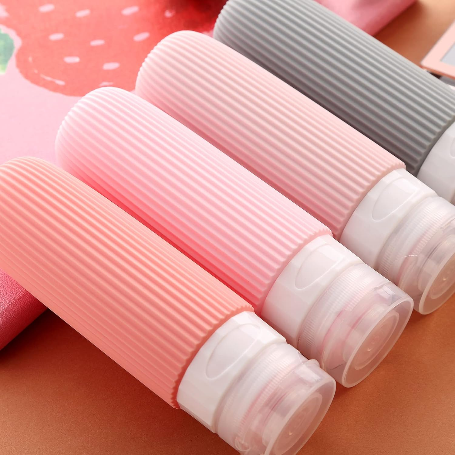 Mrsdry Travel Bottles for Toiletries, Tsa Approved 3Oz Portable Bottles, BPA Free Leak Proof Squeezable Silicone Size Containers, Accessories with Clear Toiletry Bag (4 Pack), Pink image number 3