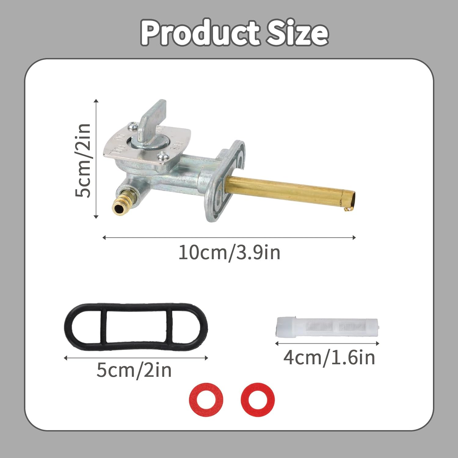 Fuel Petcock Valve Kit with Gasket & Filter Tube, Motorcycle Fuel Shut off Valve Replacement Part Compatible with Yamaha Kawasaki Suzuki ATV Motorcycles image number 6