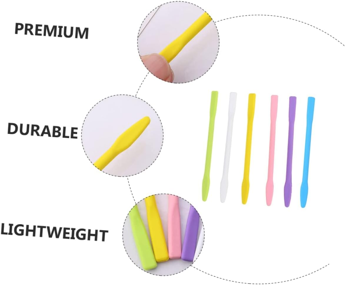 Ksngtixe 6PCS Silicone Stirring Rods, Reusable Mixing Sticks for Facial Masks & Paint, Break-Resistant DIY Applicators for Mud Masks, Easy to Use Makeup Tools (Random Colors) image number 1