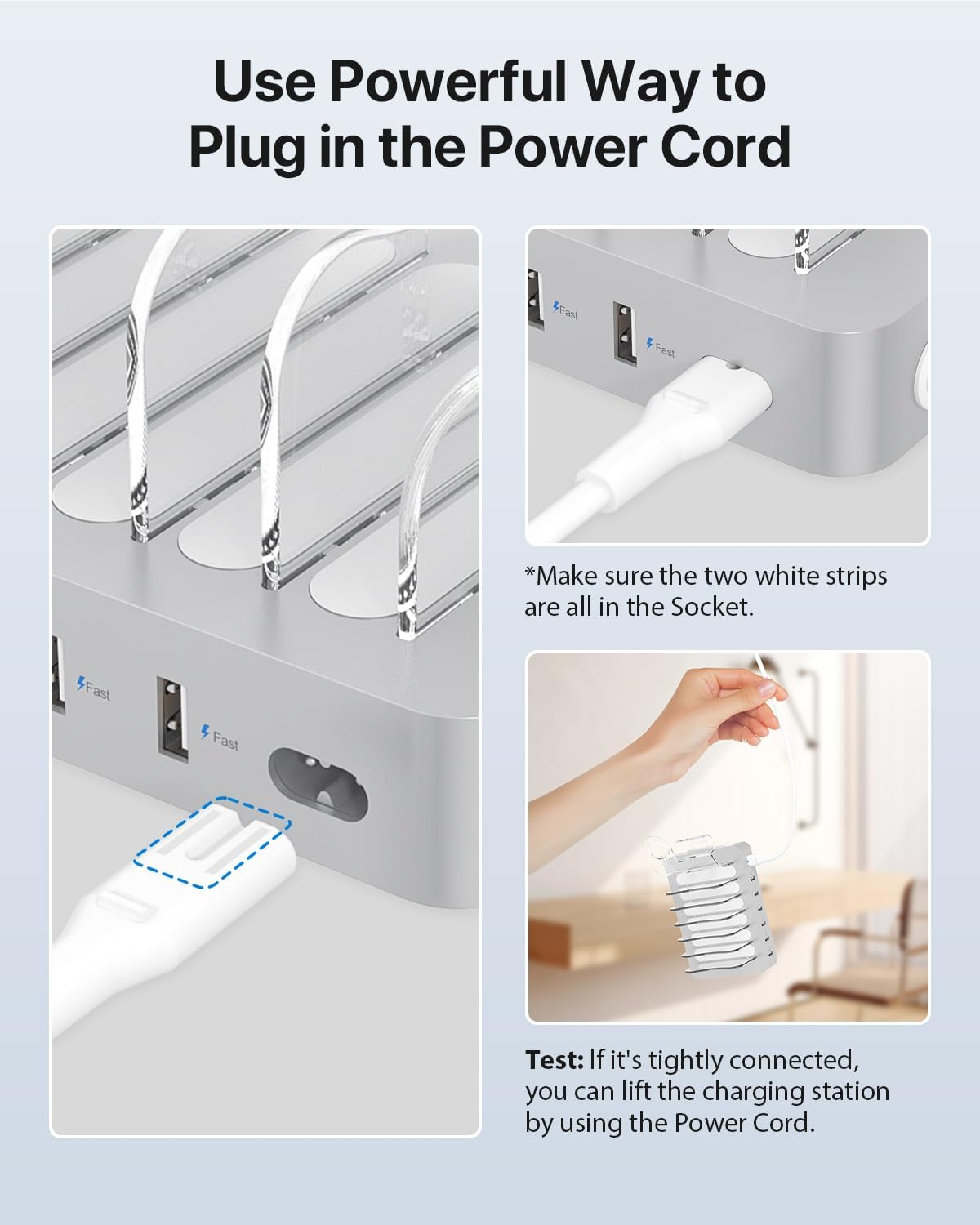Soopii Premium 6-Port USB Charging Station Organizer for Multiple Devices, 6 Short Charging Cables and One Upgraded I-Watch Charger Holder Included, for Phones, Tablets, and Other Electronics,Silver - Silver image number 2