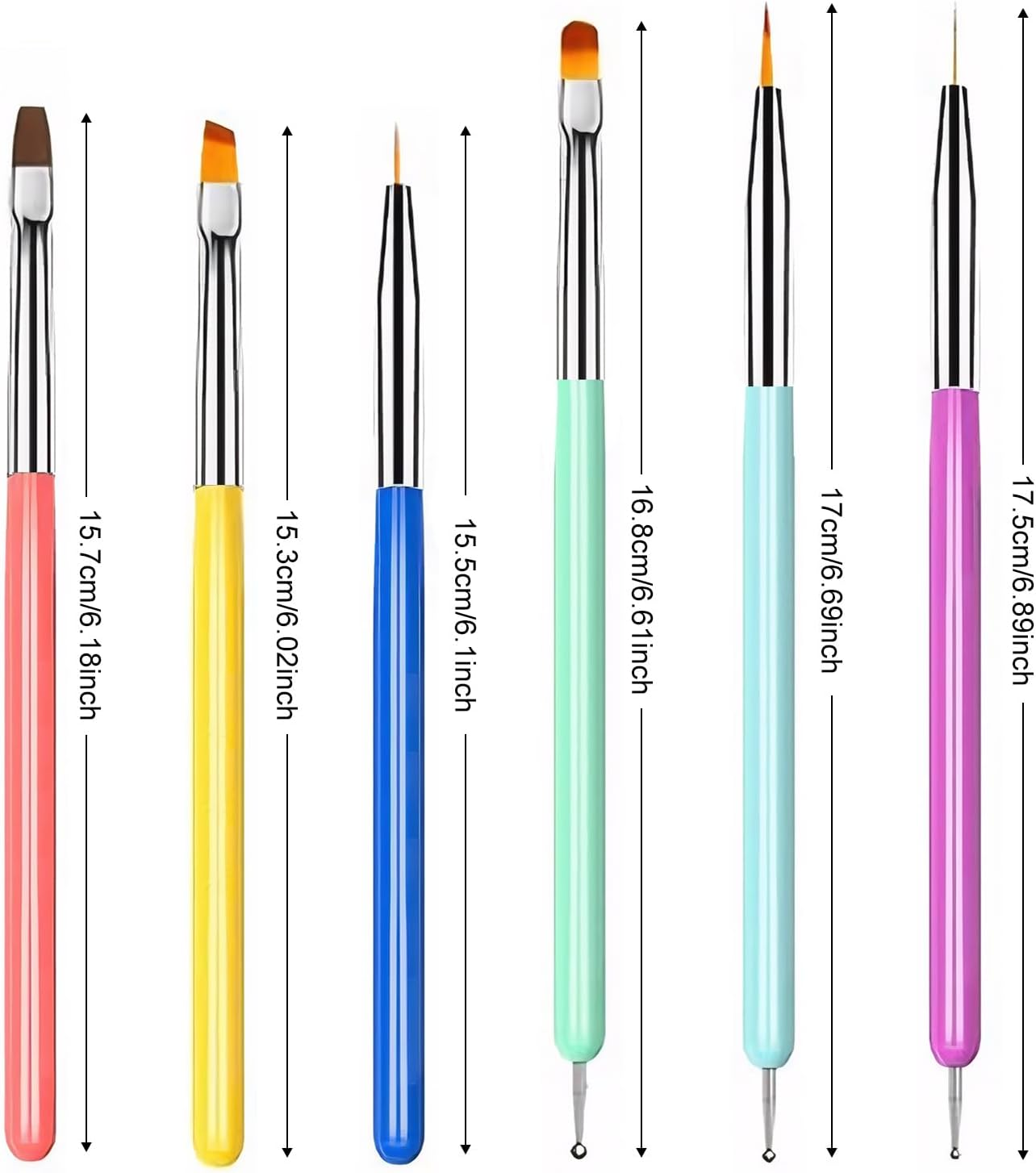 Reayou Nail Art Brushes Set, 6 PCS Manicure Design Pens Painting Tools with Double-Headed Liner Brush Gel Dotting Pen for DIY Pattern Drawing Coloring Nail Extension Home Salon image number 4