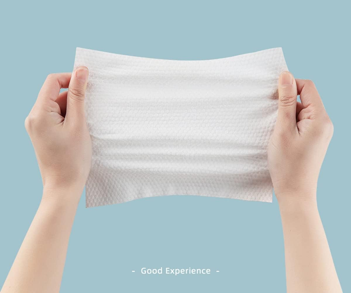 2Packs Cotton Wipe; Soft Safe Non Allergenic Baby Care Tissue, Absorbent Wipes for Washing Face Eye Makeup Remover and Nail Polish，Wet/Dry Disposable Use Facial Wipe (Plain, 20X15Cm) image number 2