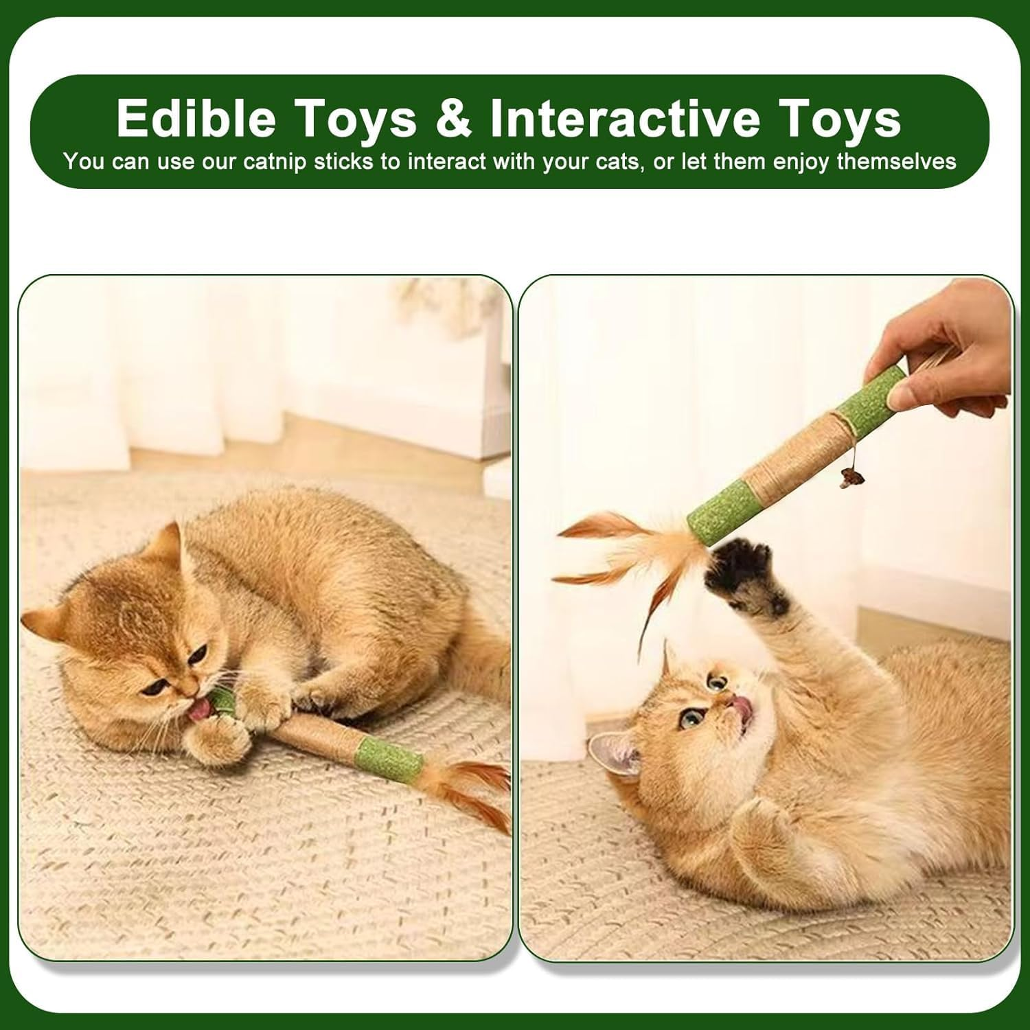 2PCS Cat Molar Scratch Toys, Self Play Extended Catmint Toys with Silvervine Gall Fruit, Natural Catnip Kittens Cat Chew Toy for Teeth Cleaning, Interactive Cat Dental Stick for Cat Kitty image number 6