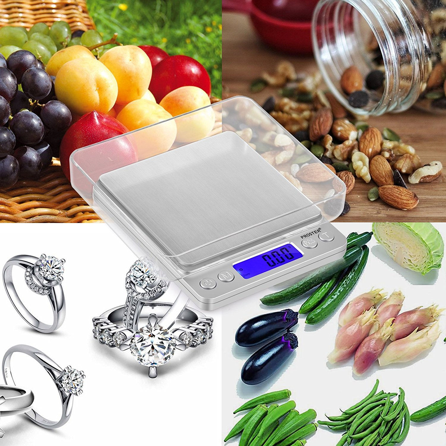 Digital Pocket Scale, Proster 0.01-500G Mini Digital Scale with Backlit LCD Display, Weighing Scale for Kitchen Food, Fruit, Jewellery Weighing Etc (With 2 Trays) image number 5