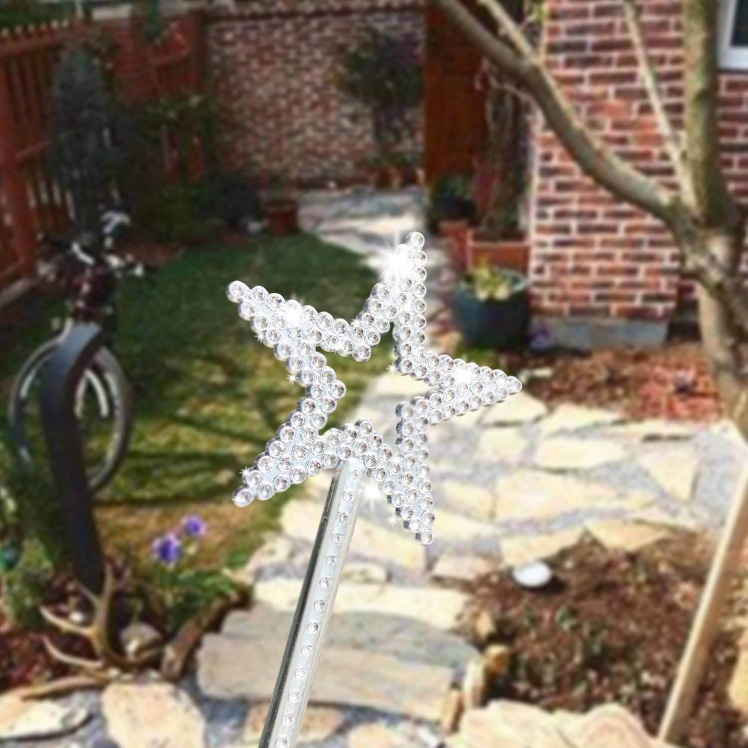 UOUYOO Silver 13 Inches Star Wand Princess Fairy Plating Silver Star Wands for Halloween