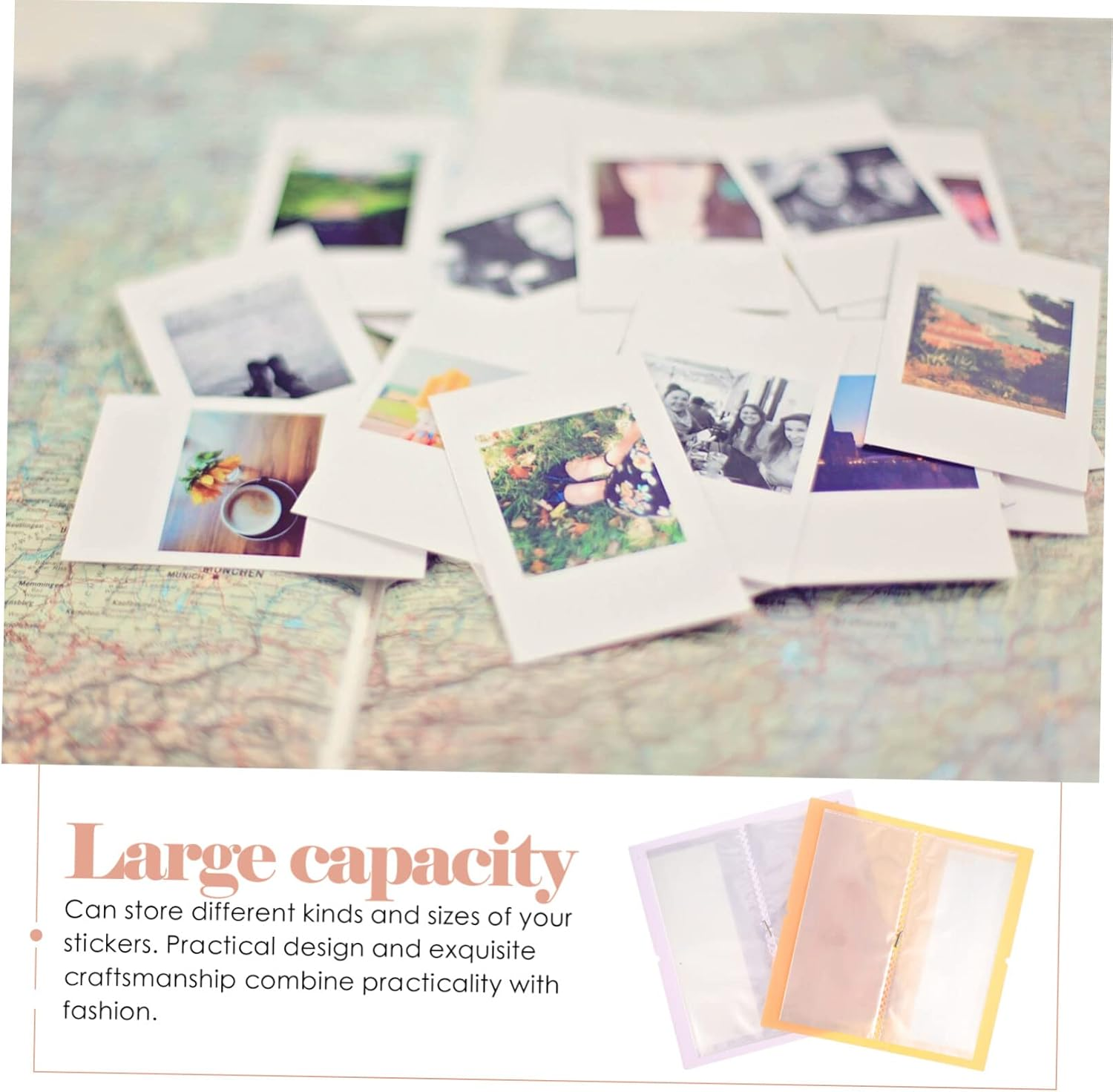 TEHAUX 2Pcs Sticker Storage Book Decals Collecting Album Reusable Sticker Organizer Large Capacity Strip Cover Album image number 2