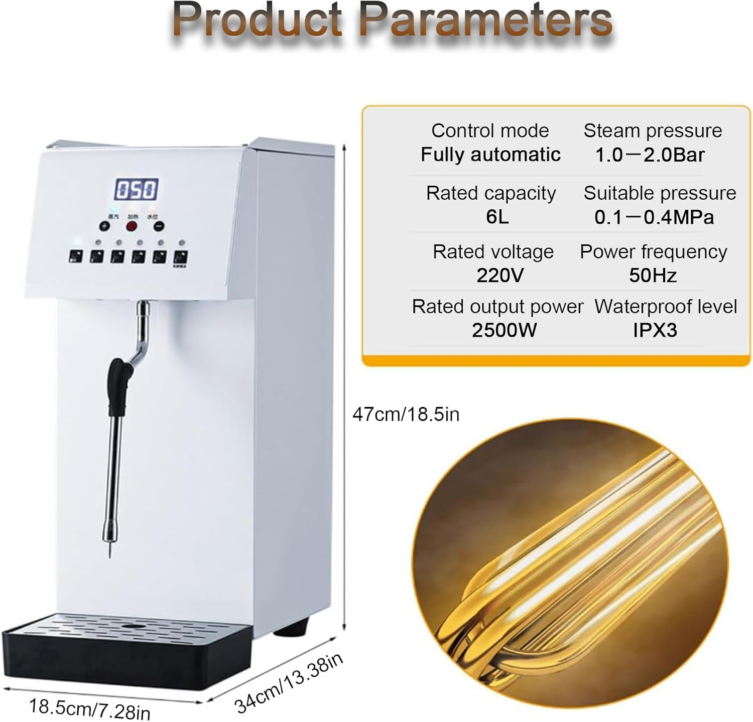 Espresso Coffee Automatic Frothing Maker, Commercial Milk Frother, 6L Capacity, LED Display, Stainless Steel, for Coffee, Bubble Tea, and Milk Tea