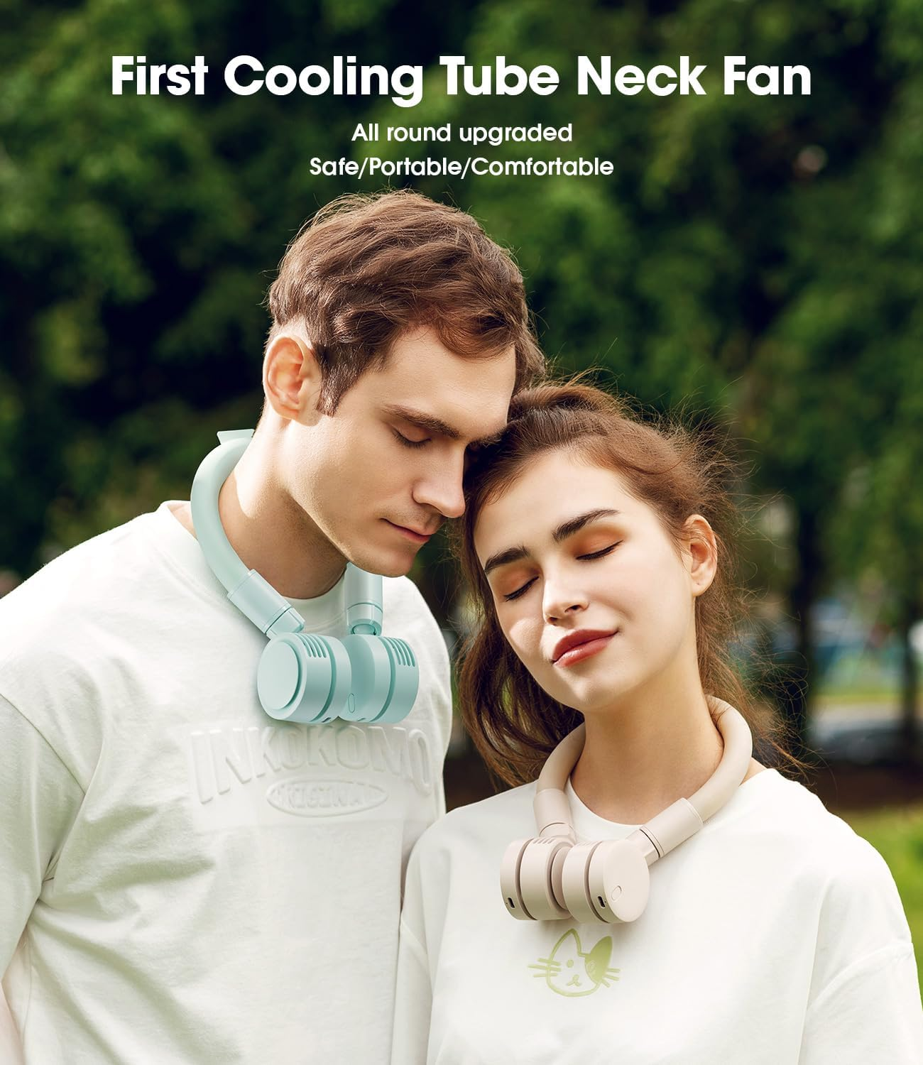 LEMOISTAR Portable Neck Fan, Hands Free Bladeless Fan, 360&deg; Cooling Personal Fan, Battery USB Rechargeable 3 Speed Adjustable Wearable Fan for Outdoor Indoor Office Travel Sports Women(Khaki) image number 3