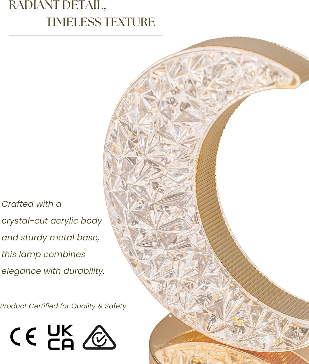 Meletē Moon-Shaped LED Table Lamp - USB Rechargeable, Battery-Operated, 3-Way Dimmable &ndash; Cordless Bedside or Desk Lamp, Cute D&eacute;cor for Bedroom, Living Room, Dining Table &ndash; Aesthetic Gift image number 5