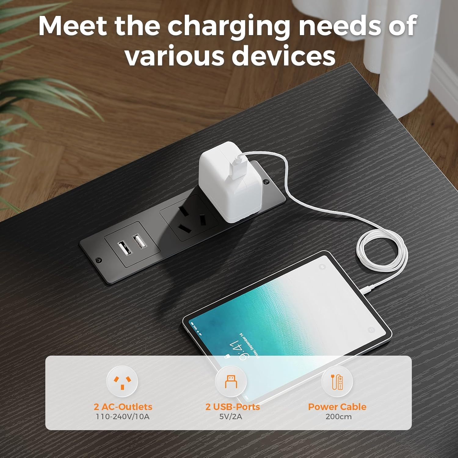 ODK 160Cm Computer Desk with 2 File Cabinets and 4 Fabric Drawers, Home Office Desk with Power Outlets, PC Table with Storage,Study Table for Bedroom Office Gaming,160 * 53 * 76Cm,Black