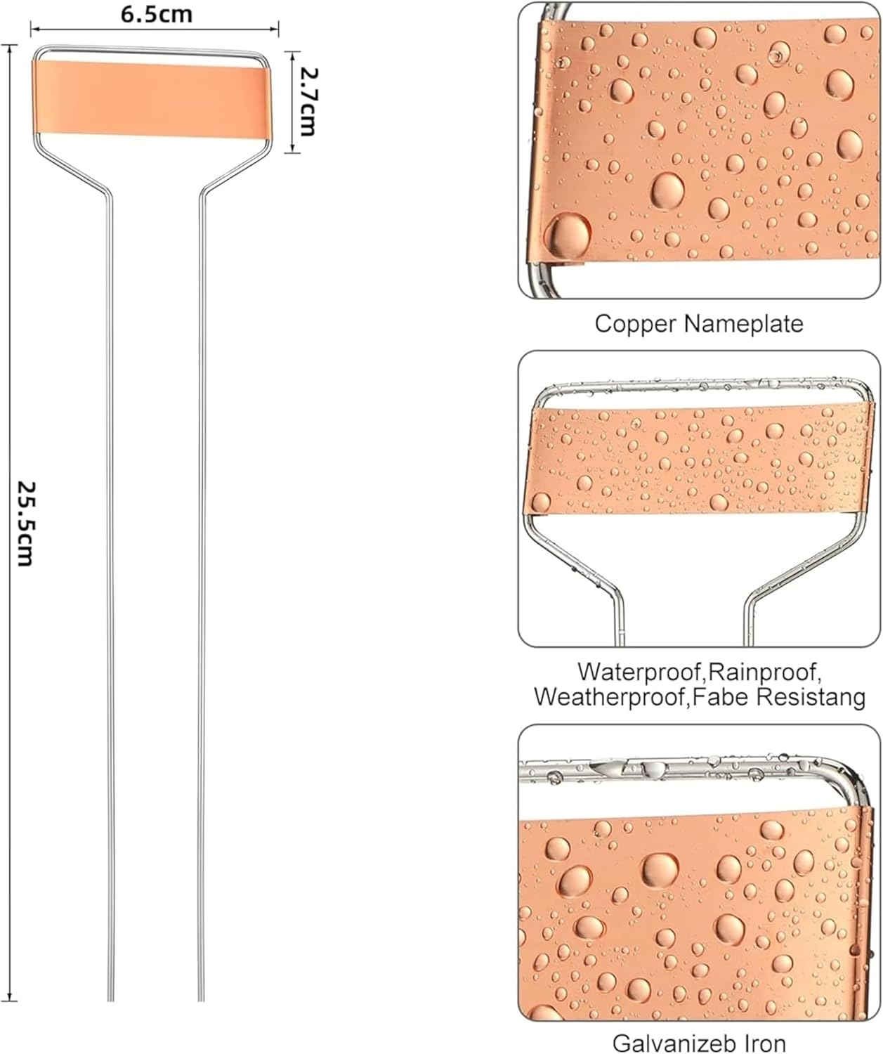 20-Pack Waterproof Copper Plant Labels - 25.5Cm Garden Markers for Seedlings, Flowers, Vegetables, and Herbs