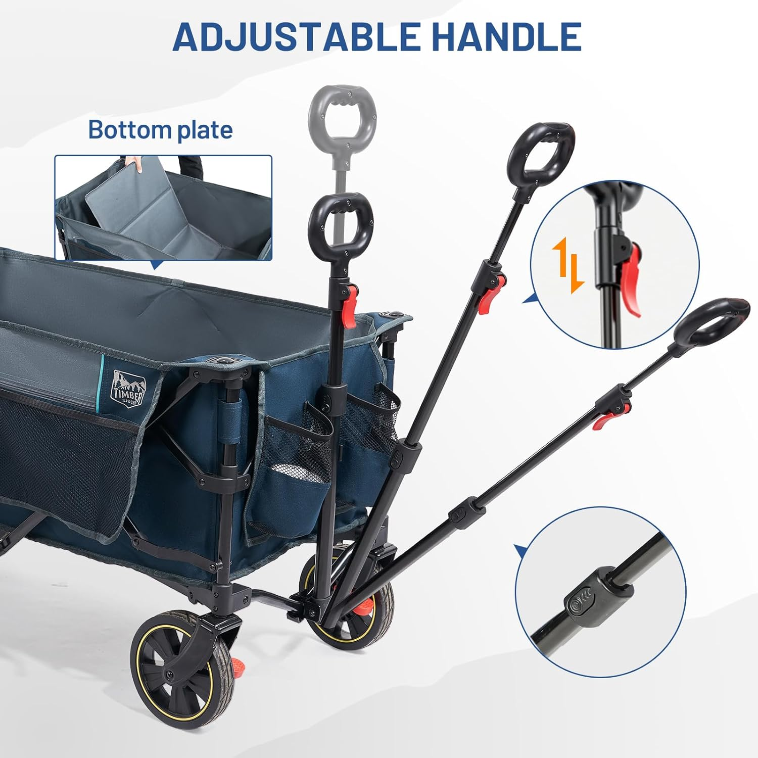 TIMBER RIDGE Collapsible Wagon Cart with Brakes, 200L Large Capacity Compact Portable Easy to Carry Folding Wagon, Utility Grocery Cart for Camping, Gardening, Shopping image number 5