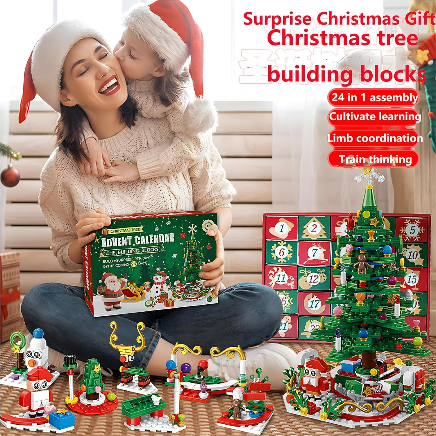 Advent Calendar 2025 Christmas Tree Building Toy Set, 700 Pieces Christmas Countdown Calendar, 24 Days Building Block Surprise Boxes Creative Gifts for Kids Adults Teens Girls Ages 6+ image number 4