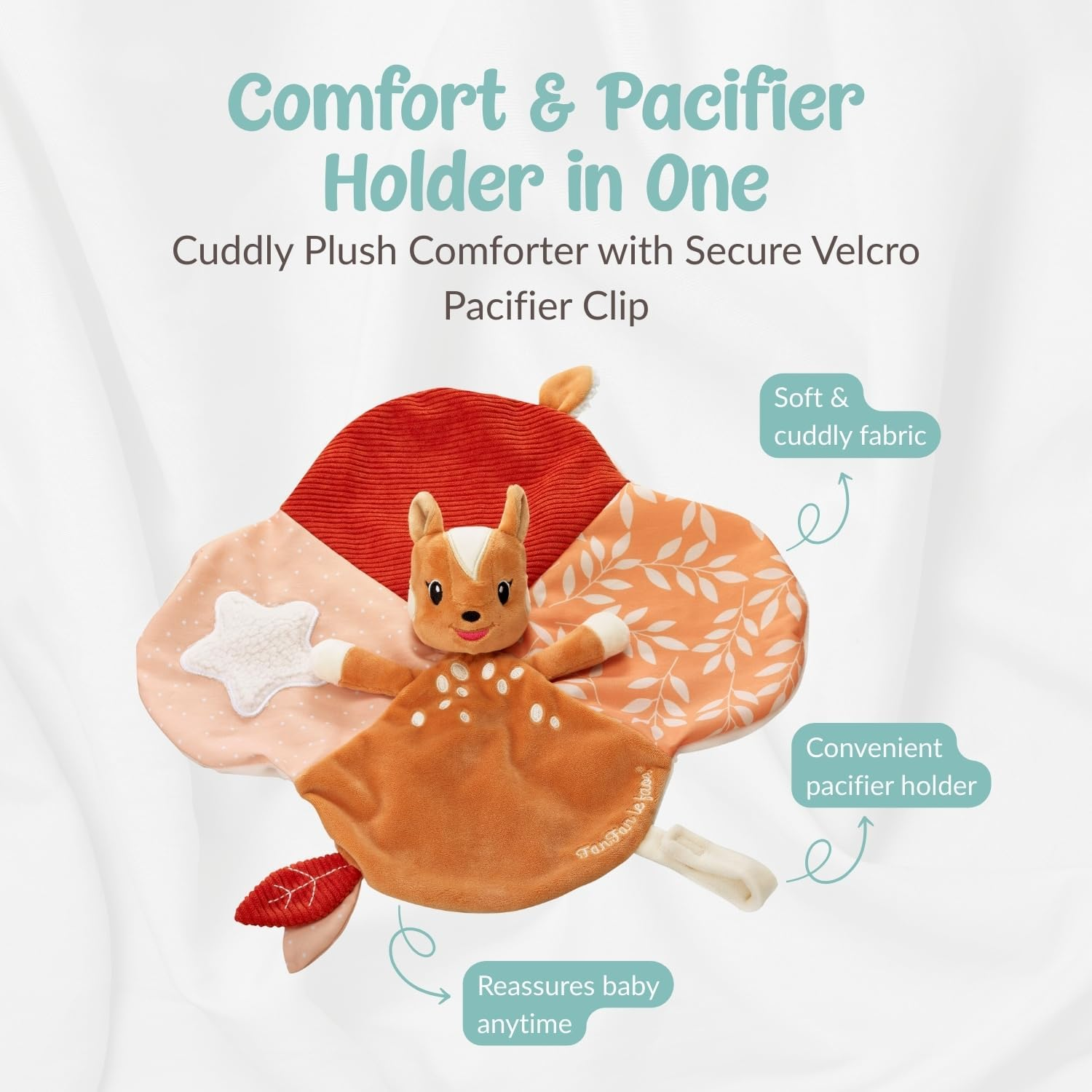 Fanfan the Fawn Baby Teether and Comforter Set, Comforter for Kids That Matches Any Bedroom Decor, Teething Toy Made from 100% Natural Rubber, Soft and Lightweight image number 4