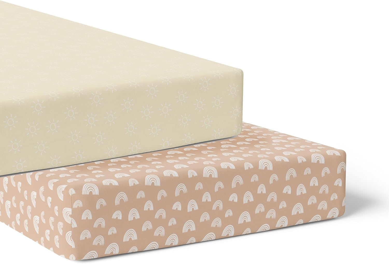 Bubba Blue Nordic Jersey Cot Fitted Sheet, Dusty Vanilla/Latte (Pack of 2)