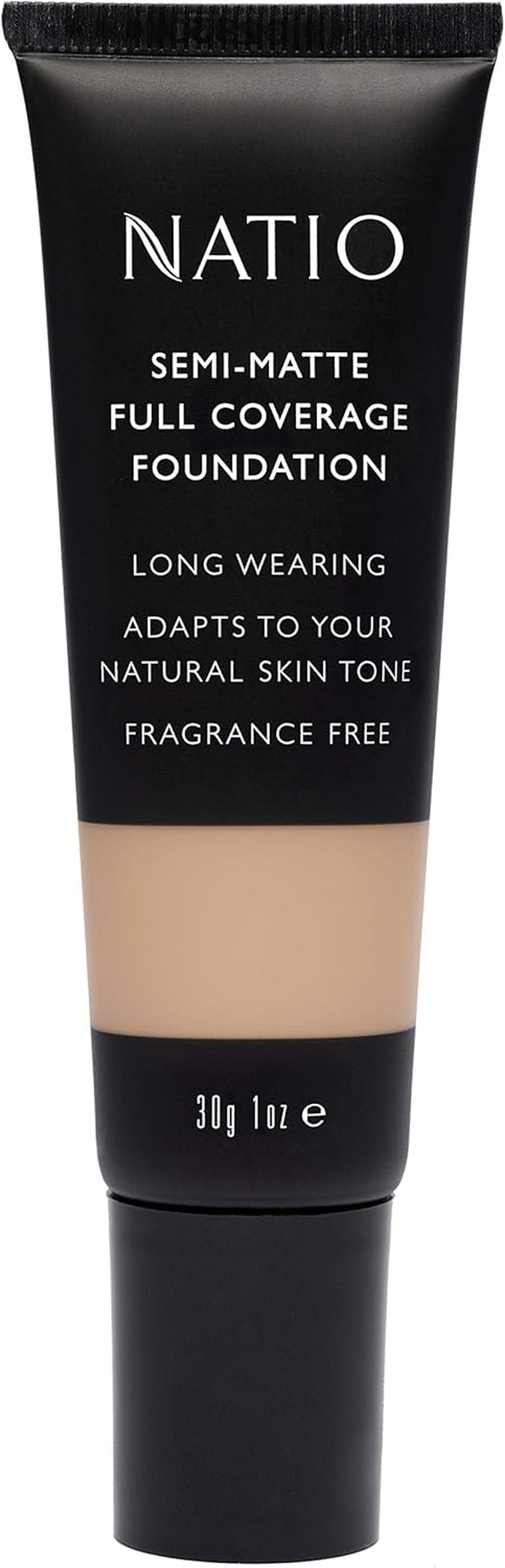 Natio Australia Semi-Matte Full Coverage Foundation - Vanilla 30G - Soft Matte Liquid Foundation, Long Wearing, Fragrance Free - Made in Australia