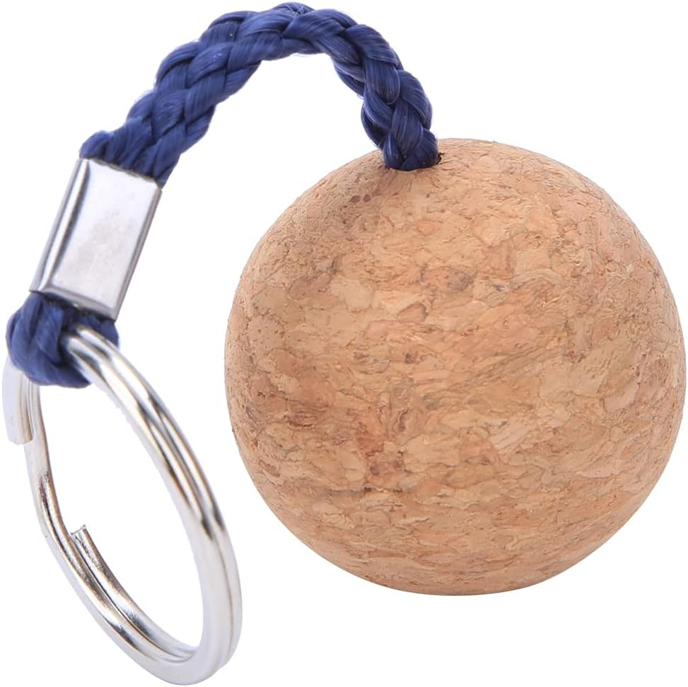 Floating Keychain, Floating Cork Ball Key Ring 2 Pcs Buoyant Keychain Floating Cork Keyring Water Sport Accessories for Marine Boat, Fishing, Sailing, Kayaking