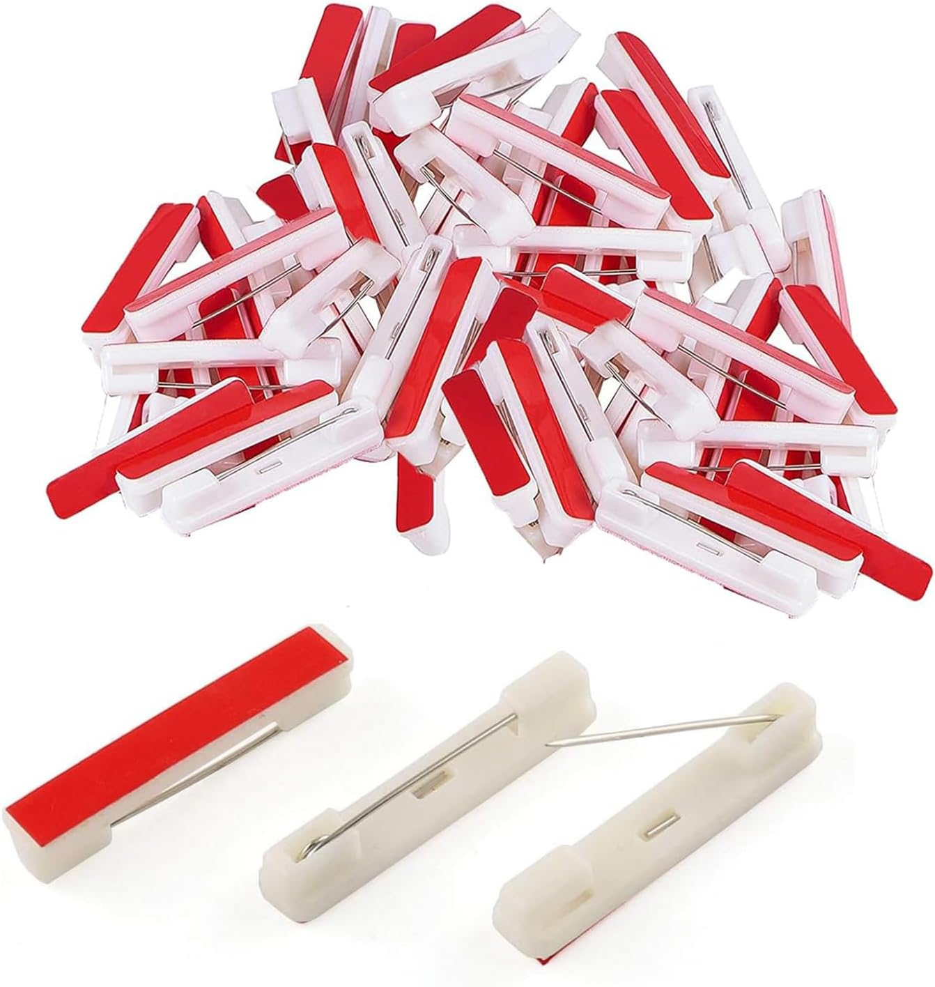 Paifeancodill Safety Pin Bar with Adhesive, 50 Pcs Badge Pin Backs Name Tag Pinswhite Adhesive Safety Pins Back Adhesive Bar Pins for ID Badge Crafting Parts Back Safety Bar Pins Best Name Tag Pins