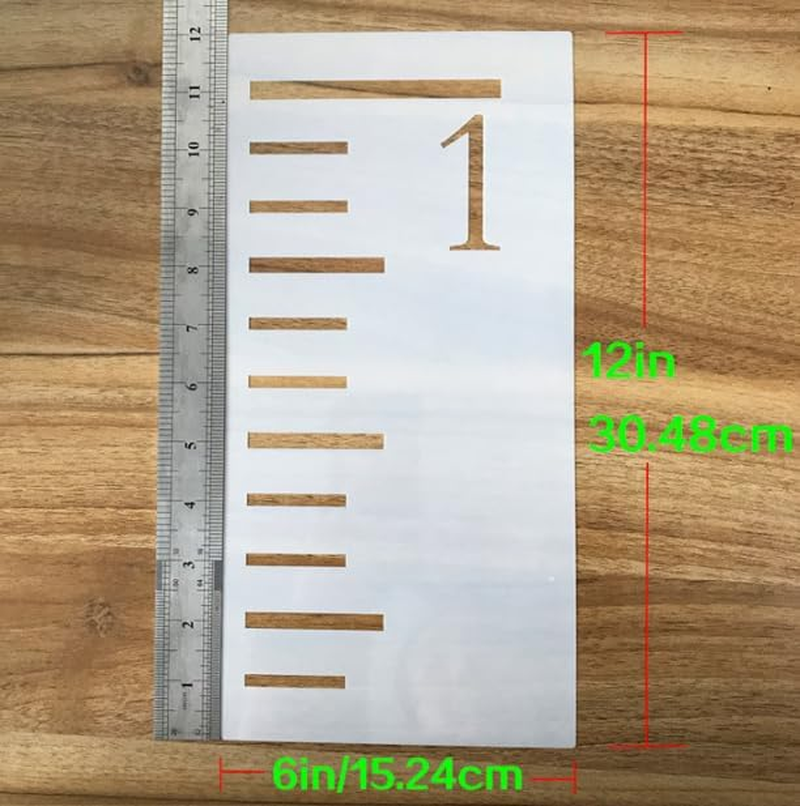 7 Feet Growth Chart Stencil,12 X 6 Inch,7 Pcs Kids Height Growth Chart Reusable Ruler Template for Painting on Wood Wall Paper with Art Brush/Ruler/Storage Bag, image number 1