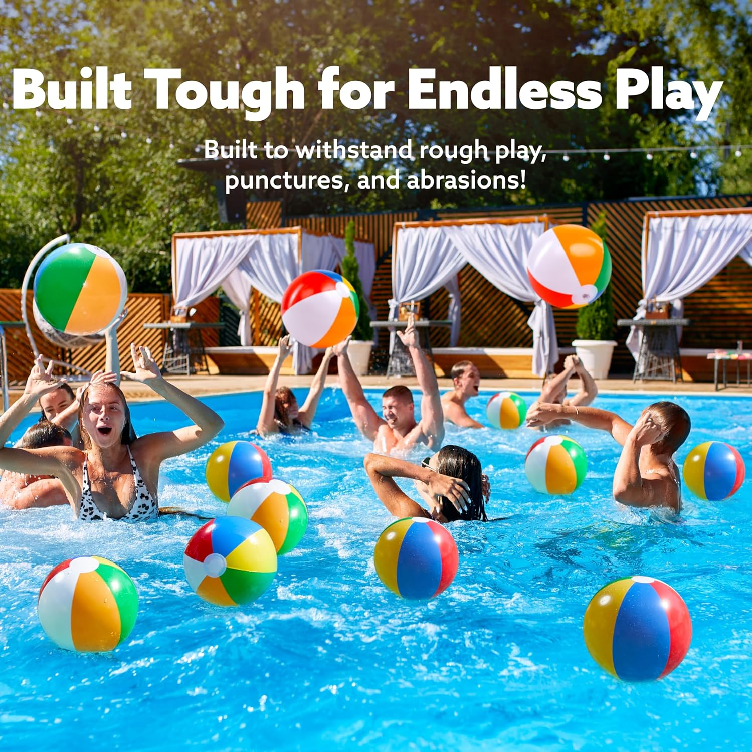 JOYIN Rainbow Beach Balls(12 Pack), 12'' Inflatable Swimming Pool Toys for Summer Water Games Kids Birthday Party Supplies Combo Set Include Inflatable Beach Balls image number 5