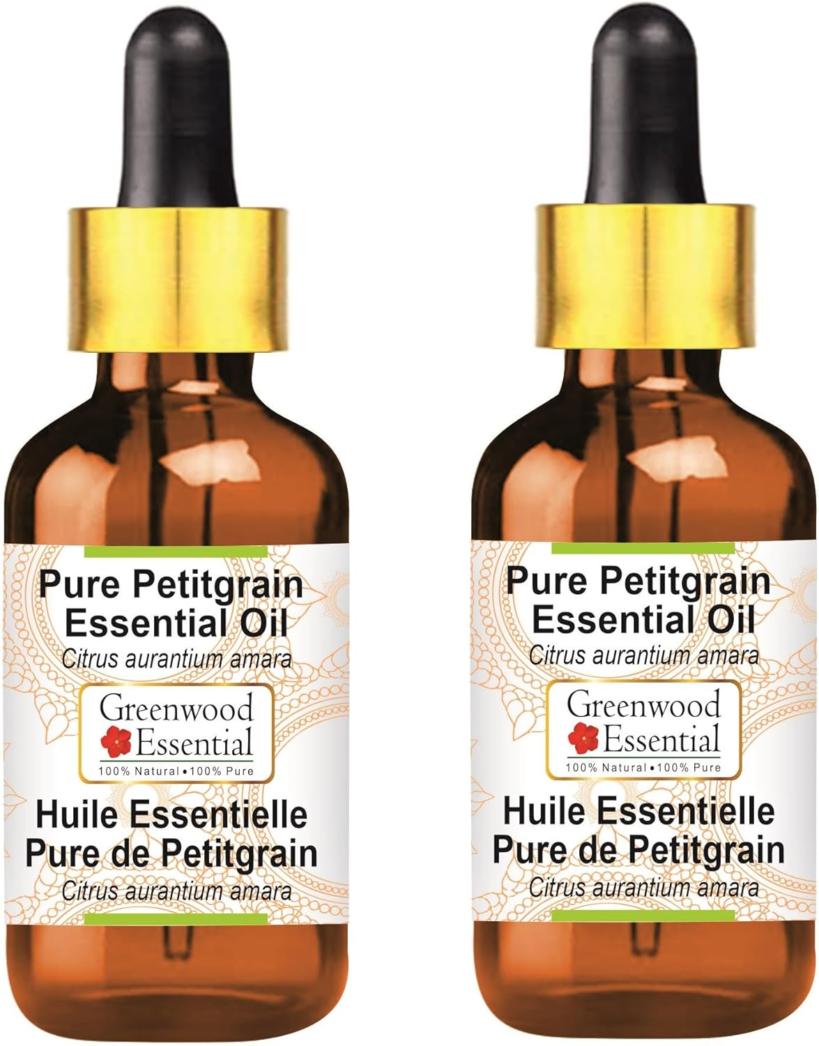 Greenwood Essential Pure Petitgrain Essential Oil (Citrus Aurantium Amara) with Glass Dropper Steam Distilled for Personal Care (Pack of Two) 100Ml X 2 (6.76Oz) image number 2