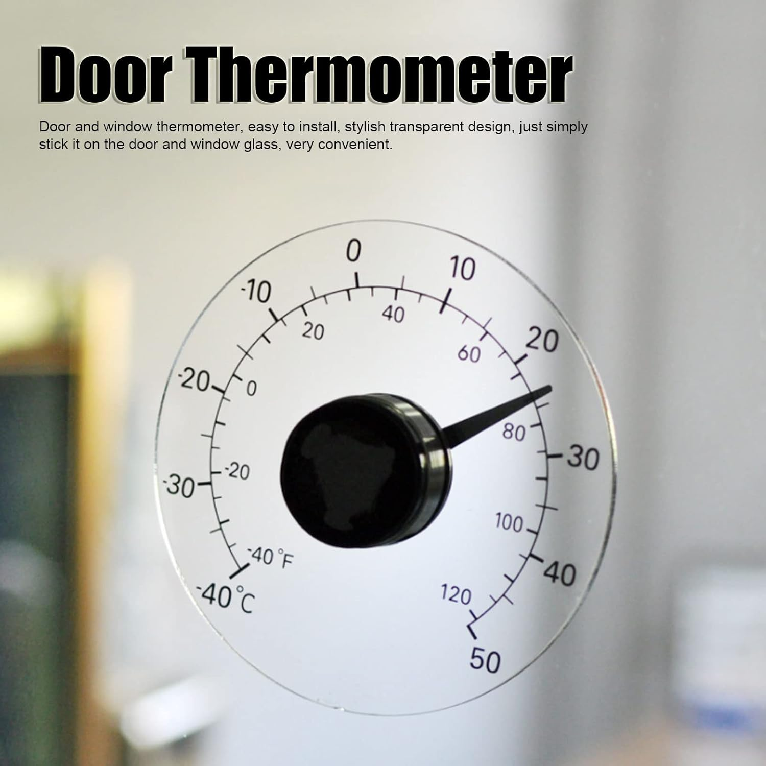 Weather Outdoor Adhesive Transparent Door Window Temperature Meter for Farm Home image number 5