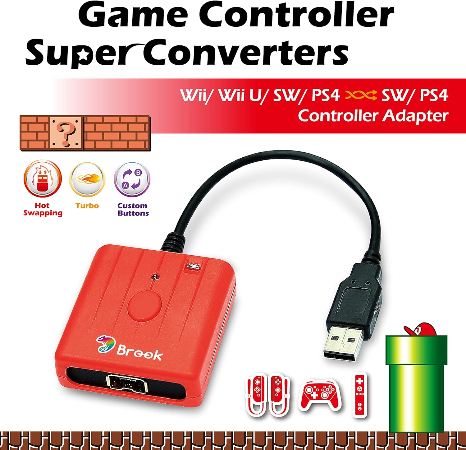 Brook Super Converter - Wii U to SW, Wii Retro Controller Adapter for Switch/Ps4/Pc Game Consoles, Supports Taiko Drum/Classic/Fighting Stick image number 4