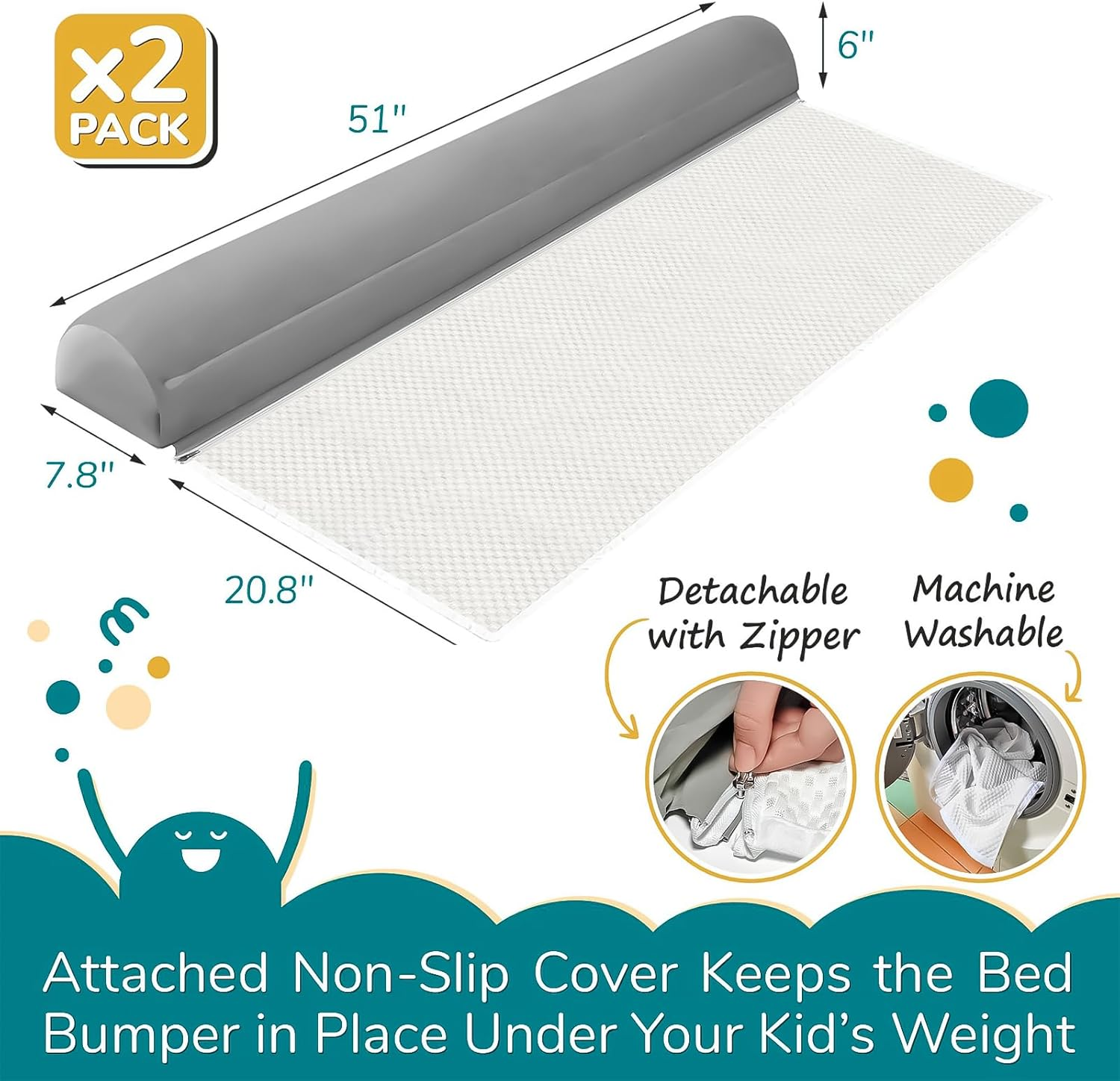 2 Pack Bed Bumpers for Toddlers Inflatable Travel Baby Bed Rail Guards Non-Skid Toddler Bed Bumper Portable Nursery Bed Rails for Twin Full Queen King Beds 130Cm Lenght image number 6