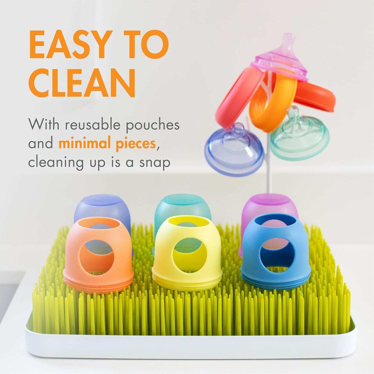 Boon Nursh Silicone Pouch Baby Bottles, 4 Oz Capacity, Color Block (Pack of 3) image number 1