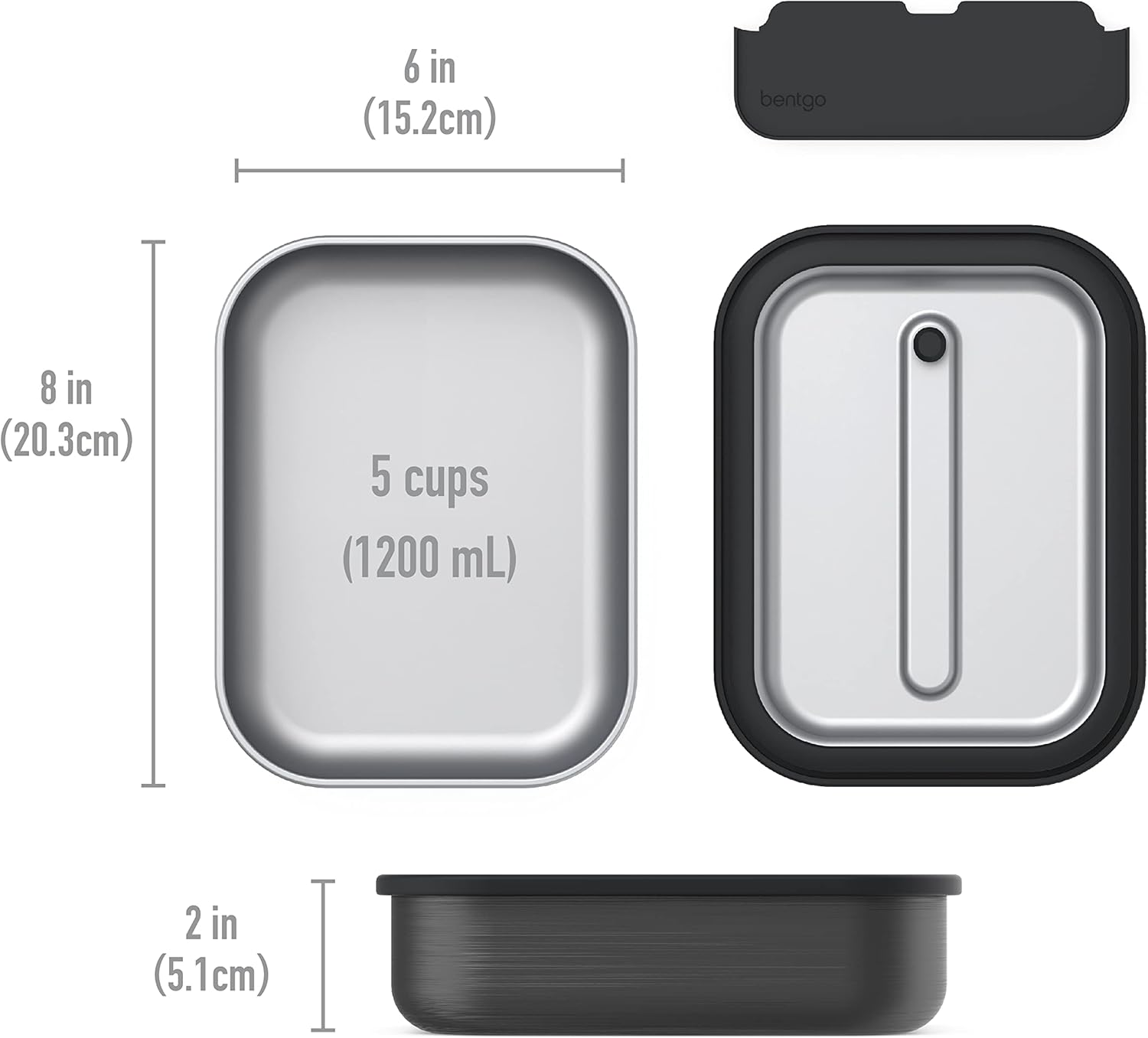 Bentgo Stainless Steel Lunch Box Container Storage Carbon Black One Size - Carbon Black image number 4