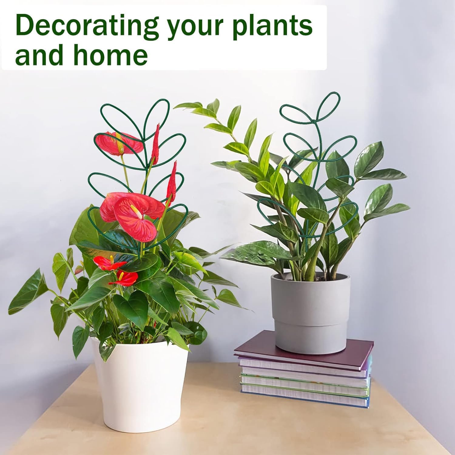 4 Pcs Indoor Plant Support, Leaf-Shaped Trellis, Climbing Plant Stand, Houseplant Decoration, Green image number 1