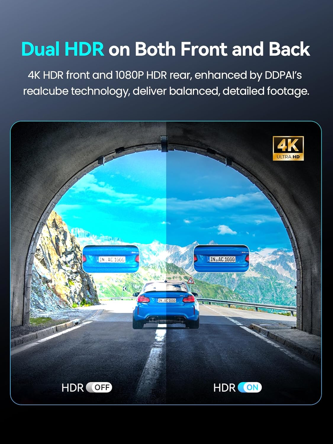 DDPAI 4K Dash Cam Front and Rear, 4K+1080P Dash Cam, Dual STARVIS 2 Sensors,5G Wifi GPS, Dashcam with Free 32GB Emmc,Night Vision,3" IPS,HDR,ADAS,24 Hours Parking Mode,Loop Recording G-Sensor, Z60 Pro