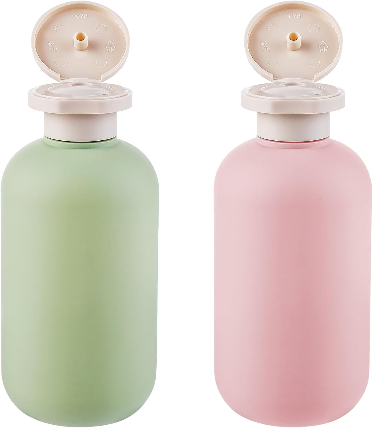 Gjinxi 2Pcs Squeeze Bottles with Flip Cap, Refillable Plastic Travel Containers Empty Bottles Travel Accessories Shampoo and Conditioner Bottles for Creams, Lotion (Green Blue, 200ML)