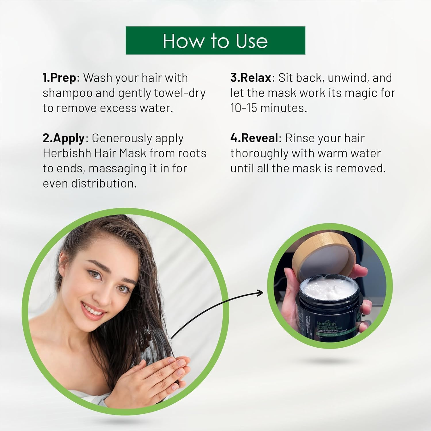 Herbishh Hair Color Shampoo for Grey Hair 500Ml + Argan Hair Mask for Dry or Damaged Hair | Hair Dye | Cover Grey Hair for Men and Women (Black, 500ML+HMASK150)