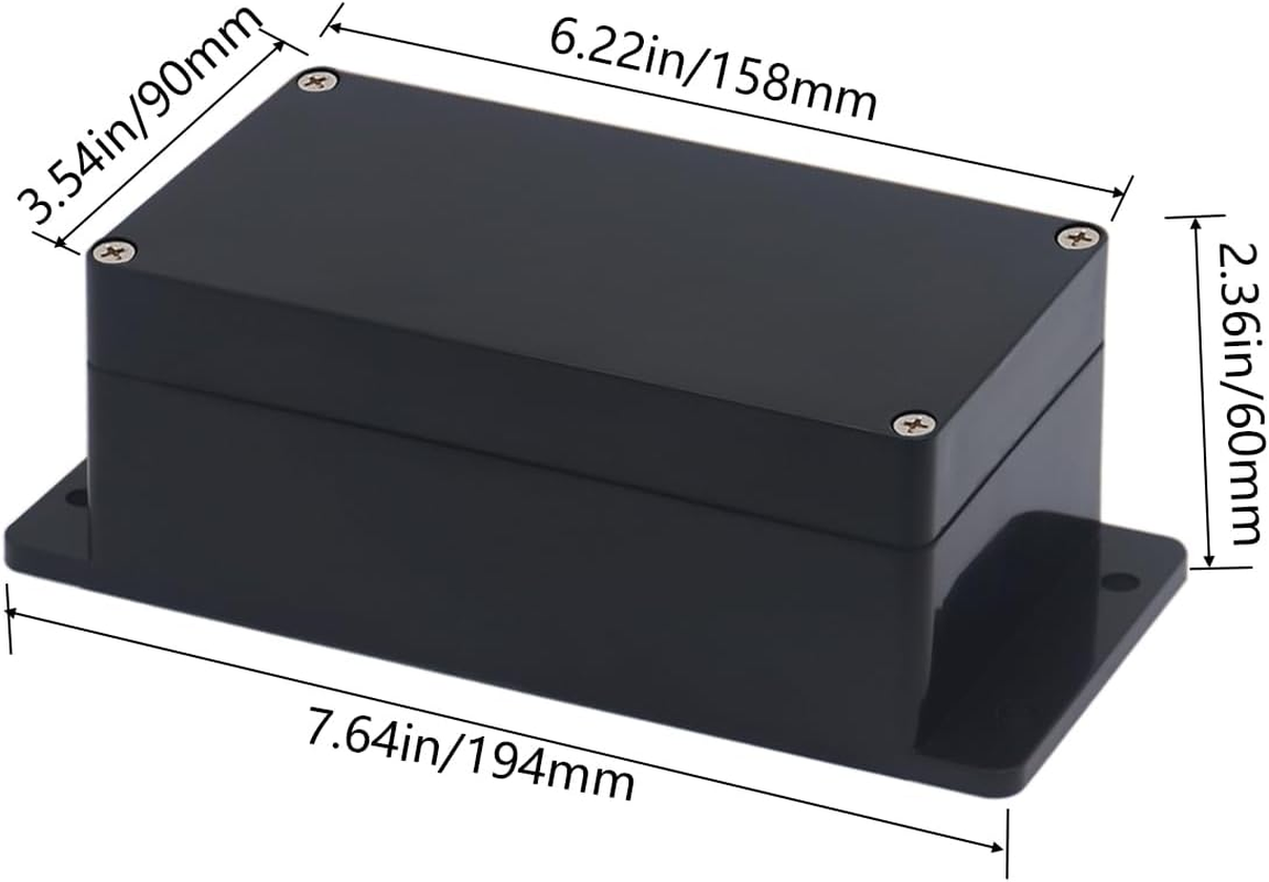 Raculety Project Box ABS Black Electrical Boxes IP65 Outdoor Waterproof Box Electronic Junction Box Fixed Ear Power Enclosure with Cable Glands for DIY Project 6.22 X 3.54 X 2.36 Inch (158X90X60Mm) image number 6