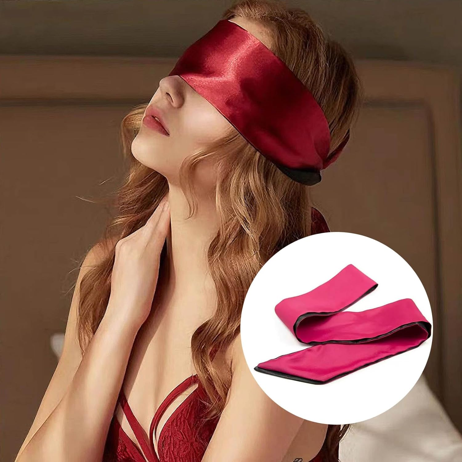 2 Pcs Black Satin Blindfold Eye Mask,Teasing Feather Stick,Eye Mask Sex Toy, Blindfolded Teasing Feather Stick for Couples，Couples Game Accessories,Bdsm Fetish Slave Bondage Toy image number 5