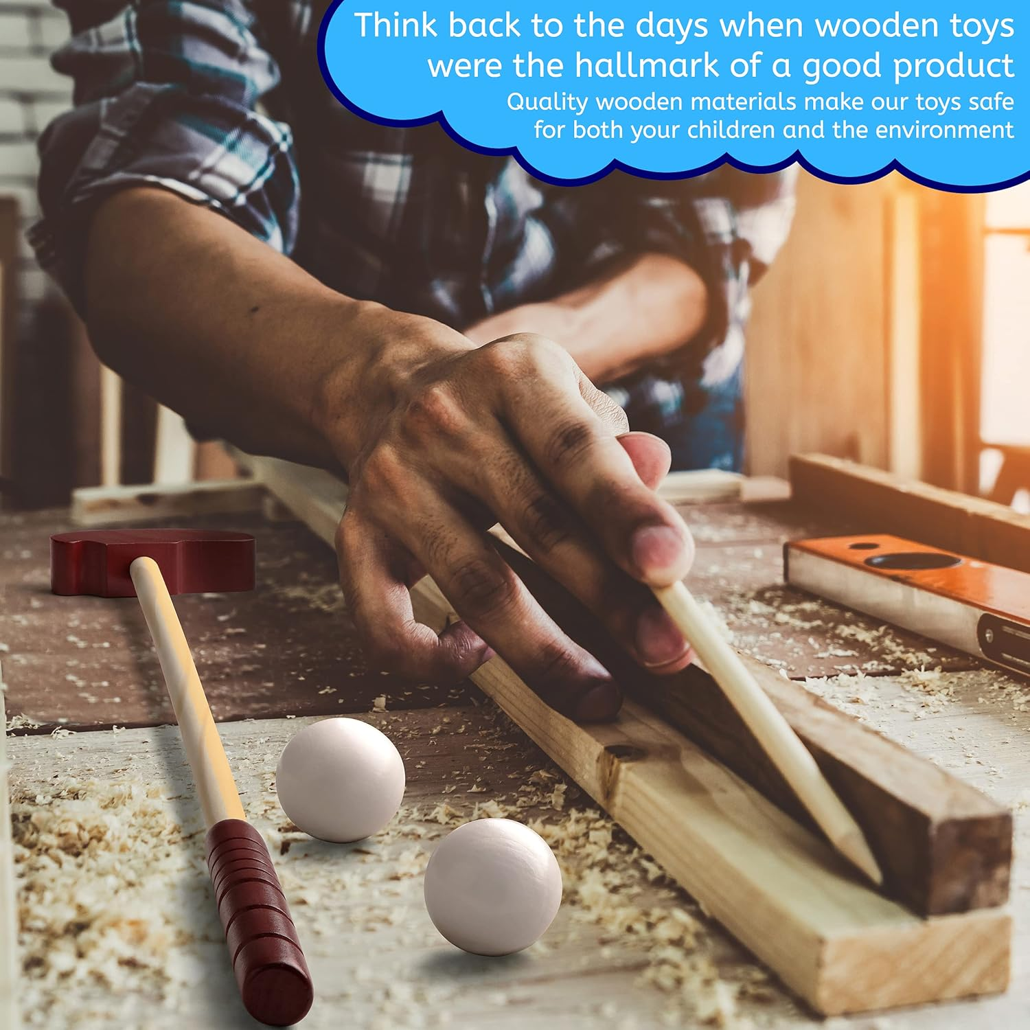 Moji Workshop Wooden Kids Golf Set - Quality Crazy Golf and Mini Golf Set - Wooden Toys for Indoor-, Outdoor- and Garden Games image number 4