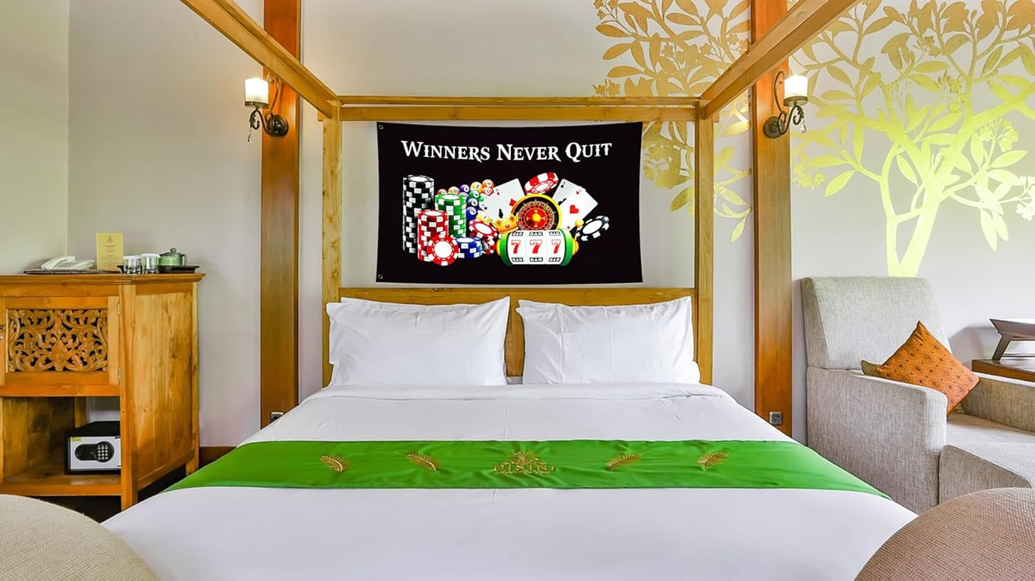 Winners Never Quit Funny Flags 3X5Ft,Premium Quality,Vibrant Colors,Flag with 2 Brass Grommets for Indoor Outdoor. (Blk3X5) image number 3