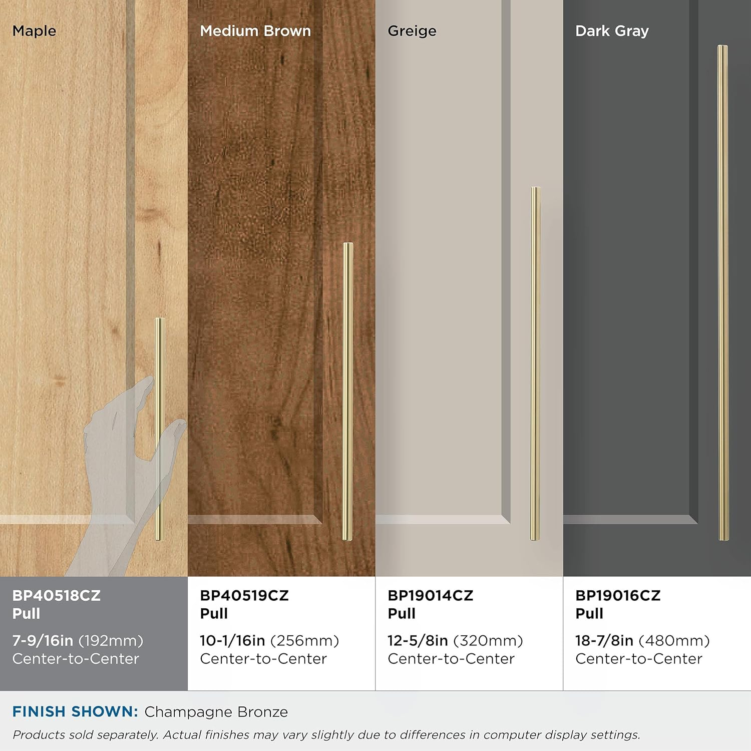 Amerock | Cabinet Pull | Champagne Bronze | 7-9/16 Inch (192 Mm) Center to Center | Bar Pulls | 1 Pack | Drawer Pull | Drawer Handle | Cabinet Hardware image number 3