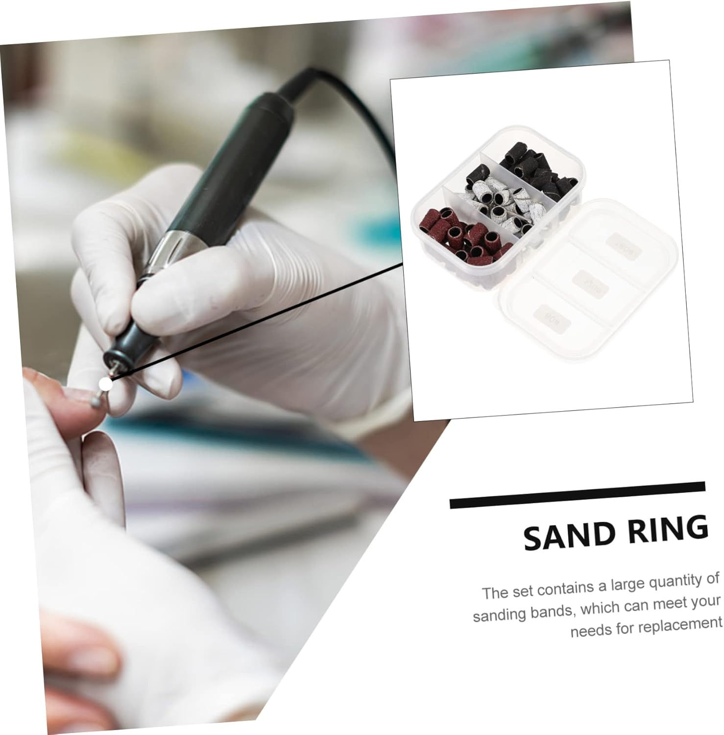 MERRYHAPY 75Pcs Professional Nail Art Shop Tool Environmental-Friendly Material Polishing Ring Nail Sanding Bands Fine - Brown image number 4