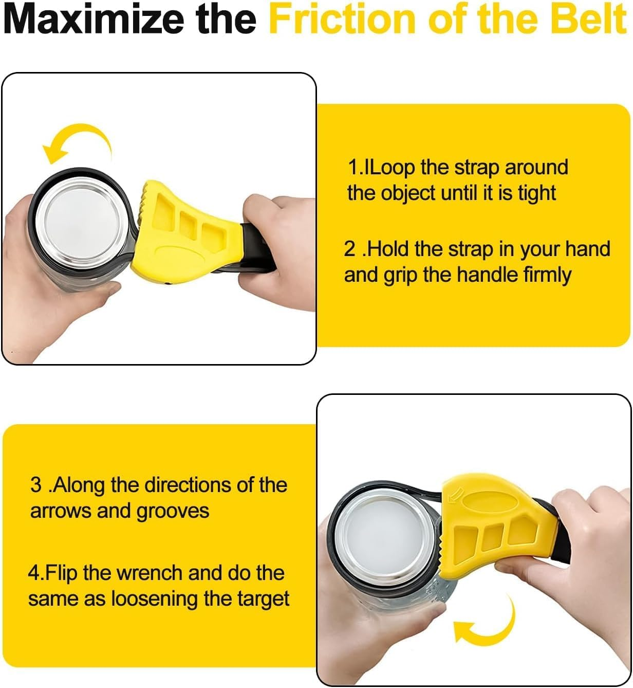 Funcyboo Strap Wrench, 2 Pcs Rubber Strap Adjustable Wrench Set Oil Filter Pipe Jar Opener Belt Wrench for Mechanics Plumbers Car Repair Tool image number 4