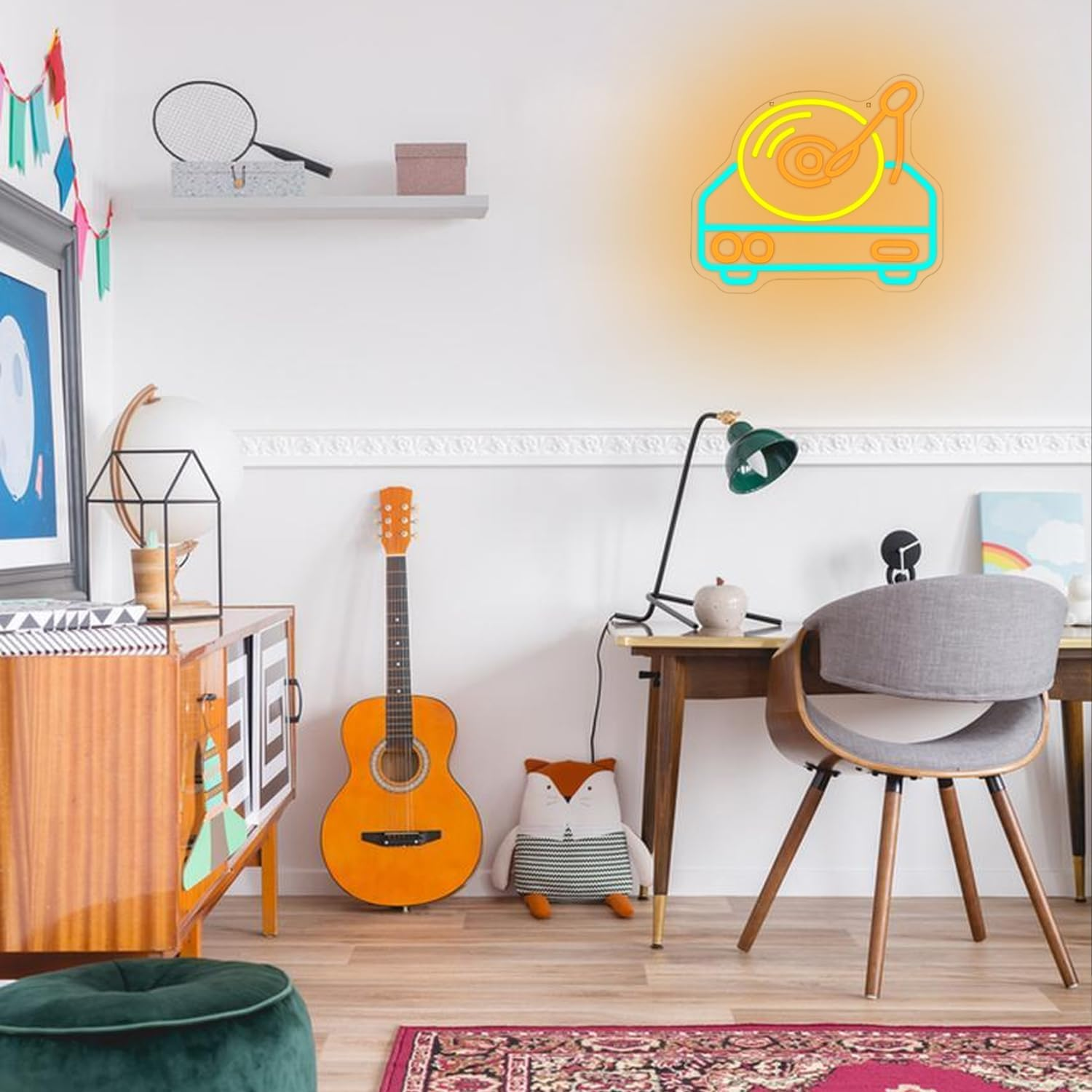 LMSIGNLY Music Plate Neon Sign for Wall Decoration Music Neon Light Vintage Record Player LED Neon Signs Dimmable Colourful Music LED Light up Sign for Bar Party Concert Christmas Wall Art image number 2