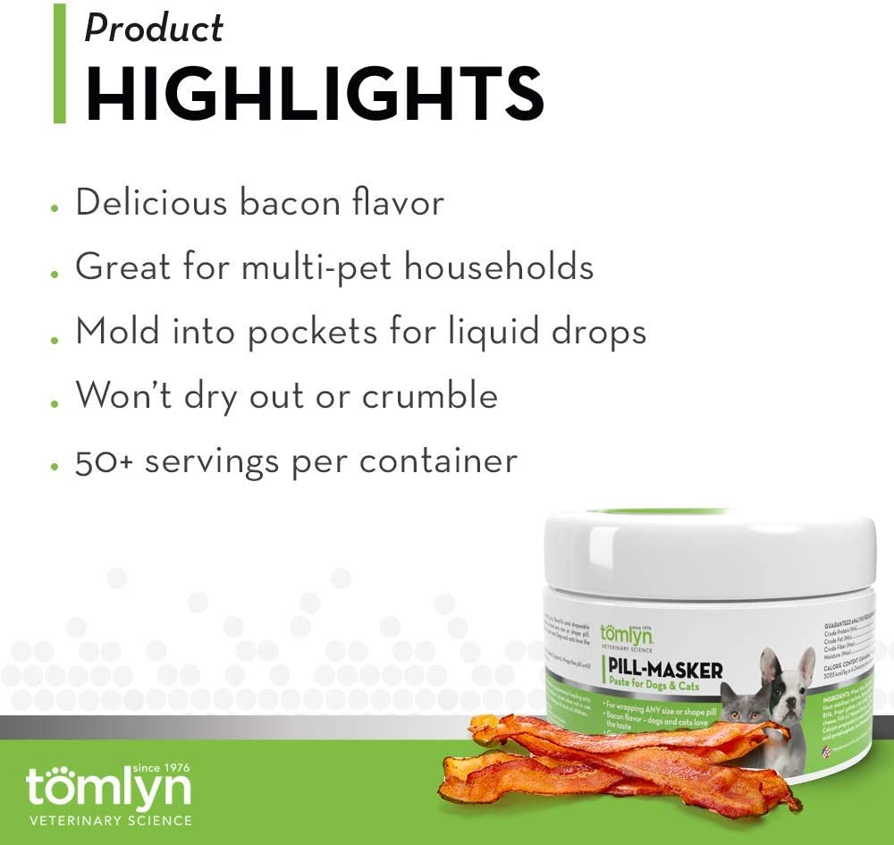 TOMLYN Pill-Masker Original Bacon-Flavored Paste for Dogs & Cats, 4Oz image number 5