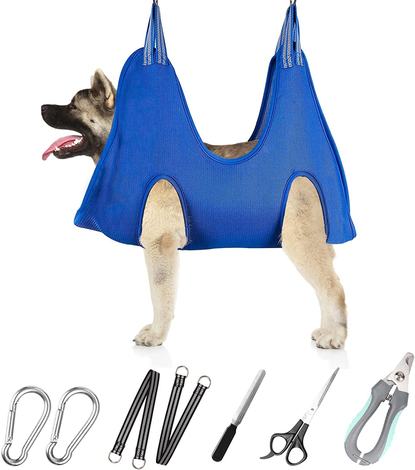 Pet Grooming Hammock for Small Dogs & Cats with Nail Clippers/Nail Trimmers/Grooming Scissors, Dog Grooming Harness for Nail Trimming, Pet Grooming Sling Helper