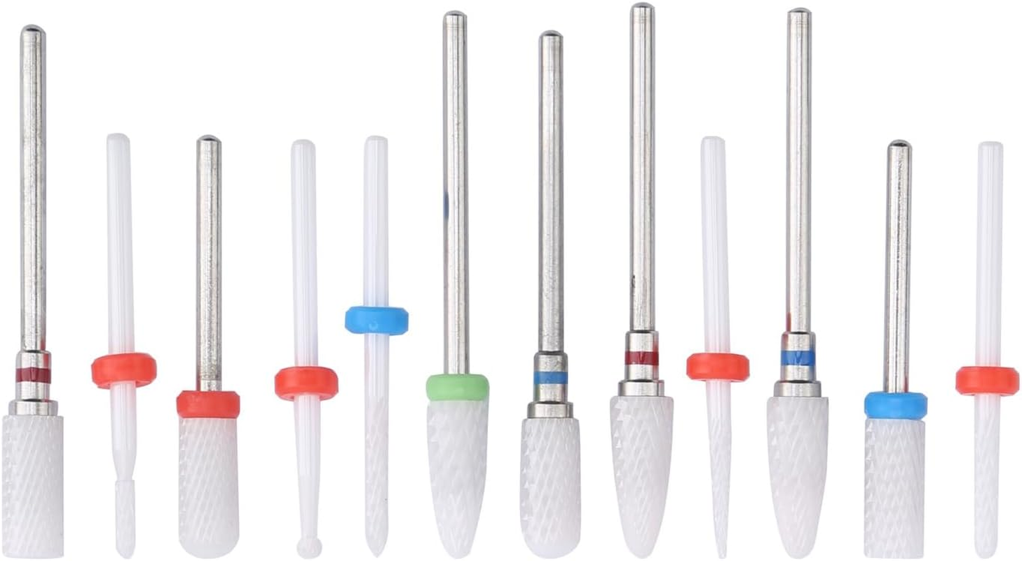 12Pcs Ceramic Milling Cutter Drill Bit Electric Grinding Machine Kit Files for Nails image number 2