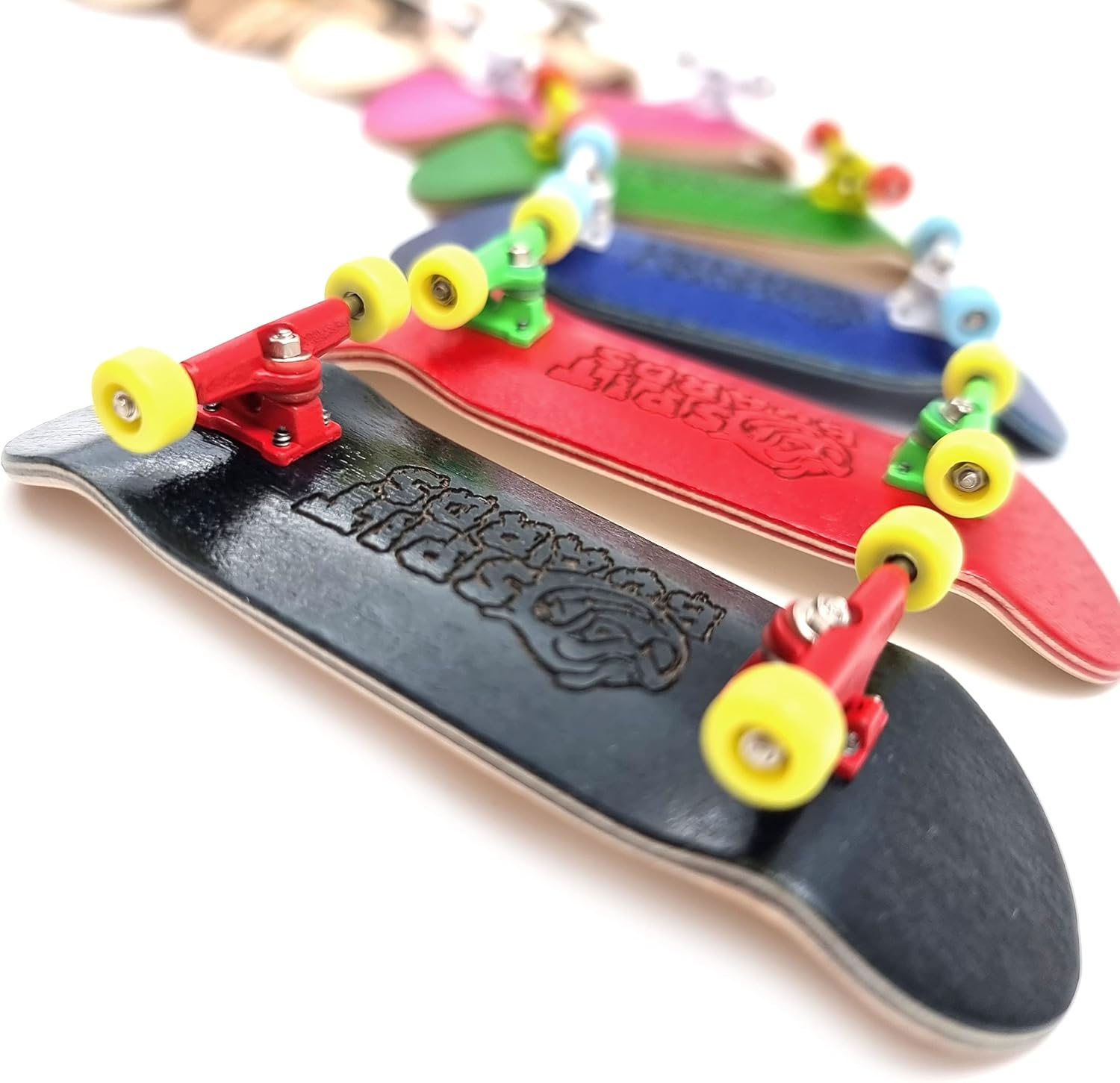 SPITBOARDS 32 Mm Fingerboard Complete Real Wood Set-Up (Pre-Assembled, 5-Layers), Trucks with Lock Nuts, Bearing Wheels, Foam Grip Tape, image number 6